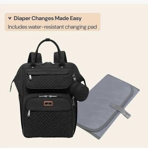 Black Diaper Bag Backpack with Changing Pad